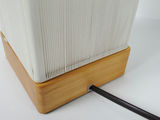 Minimalist Ribbed White Cord Cylinder Table Lamp Wood Base - thumbnail 8 of 9