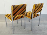 Pair of Vintage Mid-Century Striped Chrome Dining Chairs - thumbnail 8 of 10