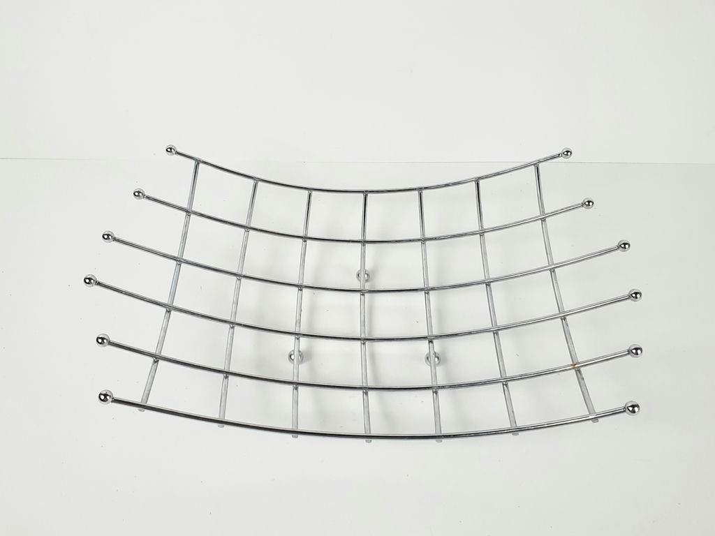 Vintage Mid-Century Atomic Chrome Wire Grid Fruit Basket Centerpiece - image 9 of 9