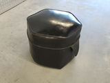 Vintage Mid-Century Hexagonal Black Vinyl Ottoman Footstool - thumbnail 8 of 9
