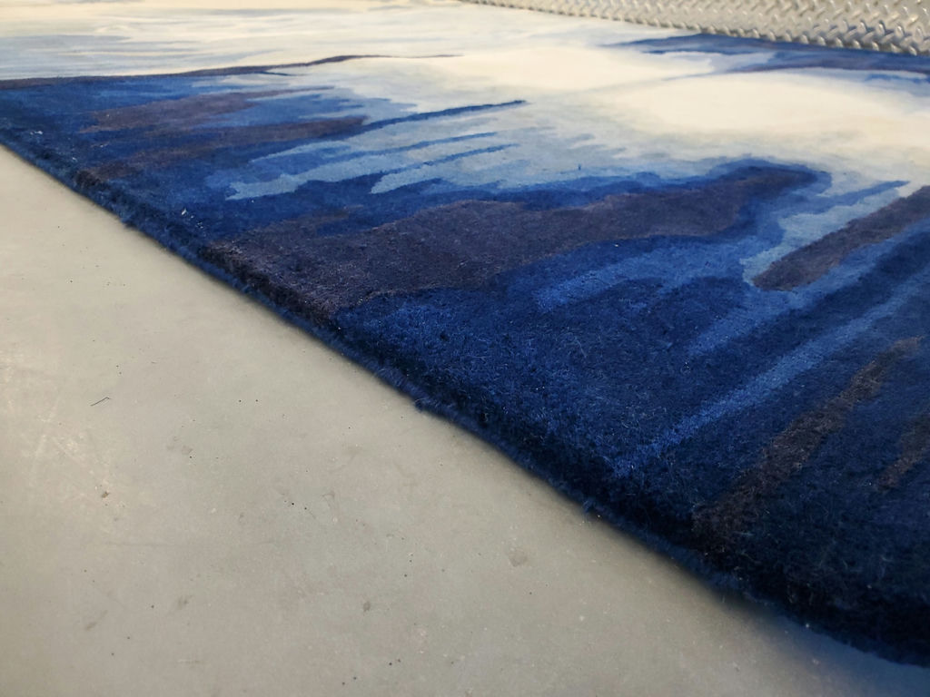 Modern Abstract Ocean Landscape Scene 100% Wool Area Rug - image 9 of 12