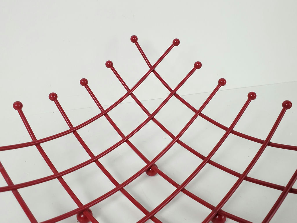 Vintage IKEA Red Wire Atomic Metal Fruit Basket Bowl with Ball Feet - image 4 of 7