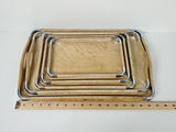 Vintage Mid-Century Wooden Nesting Serving Trays with Chrome Edges - 5 Piece Set - thumbnail 9 of 12