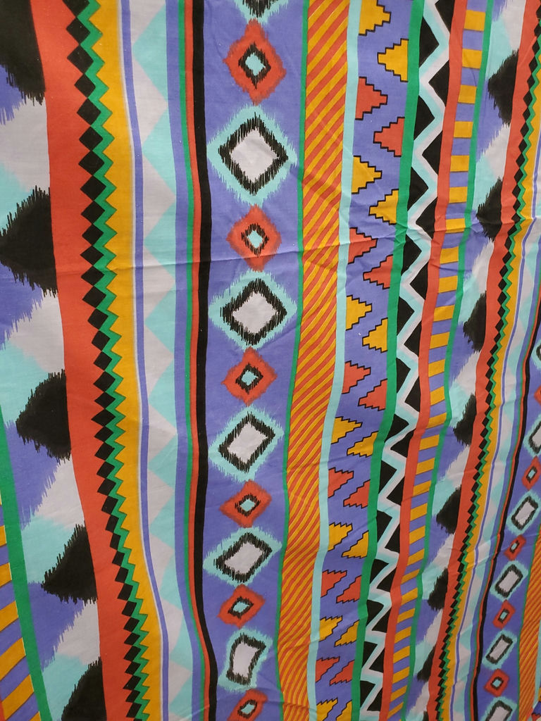 Vintage Southwestern Geometric Aztec Print Cotton Tablecloth Fabric Panel - image 8 of 8
