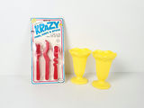 Vintage Krazy Utensils and Yellow Sundae Cups Lot - thumbnail 1 of 8