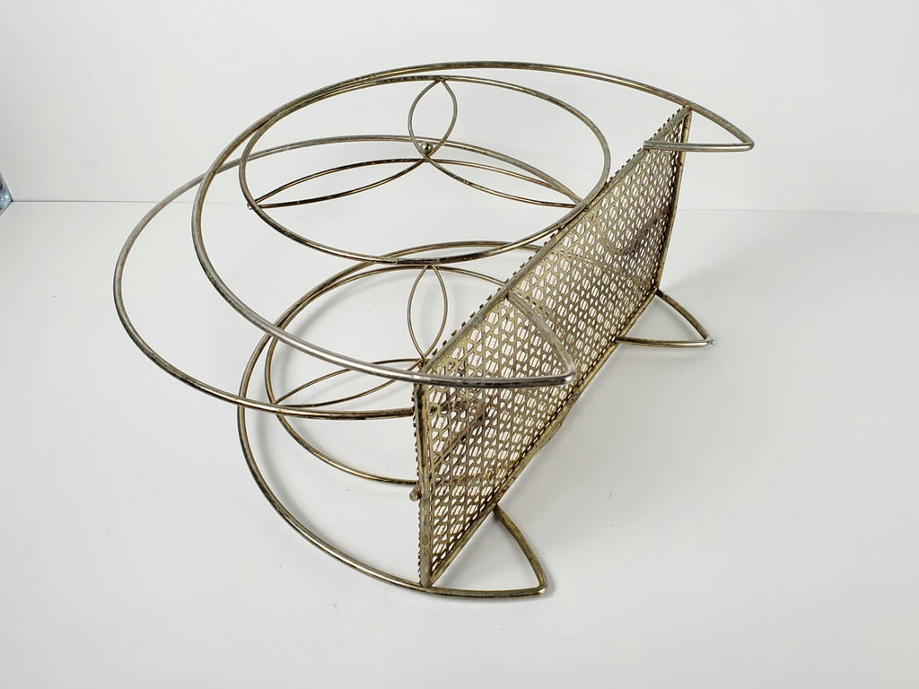 Vintage Mid-Century Modern Brass Wire Hoop Record Magazine Rack - image 7 of 10