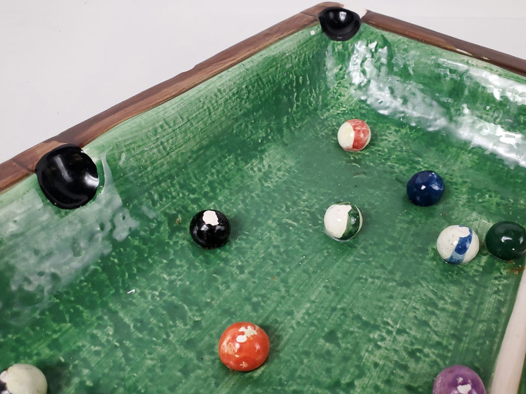 Vintage Cardinal Inc Handpainted Ceramic Pool Table Chip and Dip Set - image 9 of 13