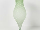Vintage Murano Style Green Spiraling Mezza Filigrana Frosted Glass Trumpet Vase - thumbnail 4 of 9