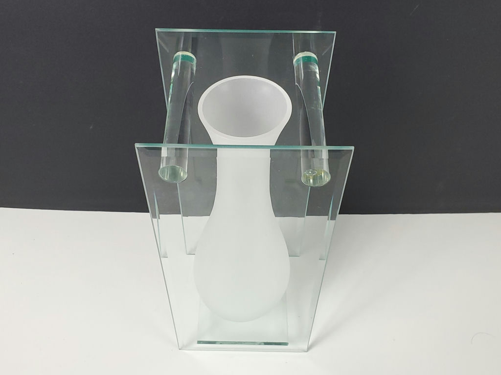 Vintage Leonardo Lifestyle Art Deco Frosted Suspended Clear Glass Panel Vase - image 5 of 9