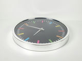 Modern Rainbow Index Polished Chrome Black Face Quartz Wall Clock - thumbnail 3 of 11