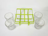 Vintage Mid-Century Lime Green Wire Metal Drinking Glass Carrier Caddy Set - Pair - thumbnail 8 of 9