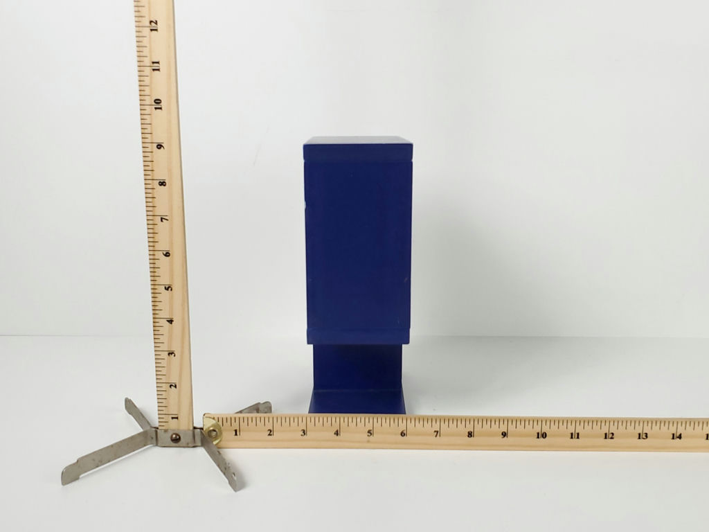Vintage Memphis Postmodern Blue Wooden Pedestal Desk Clock SKP Japan Quartz - image 10 of 10