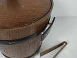 Vintage KMC Japan Solid Wood Barrel Ice Bucket with Leather Accents - thumbnail 3 of 10