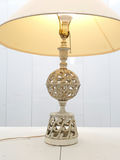 Vintage Hollywood Regency Filigree Off White Metal Table Lamp - thumbnail 3 of 11