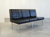 Vintage Mid-Century Modern Tufted 3-Seat Chrome Bench Sofa - thumbnail 1 of 16