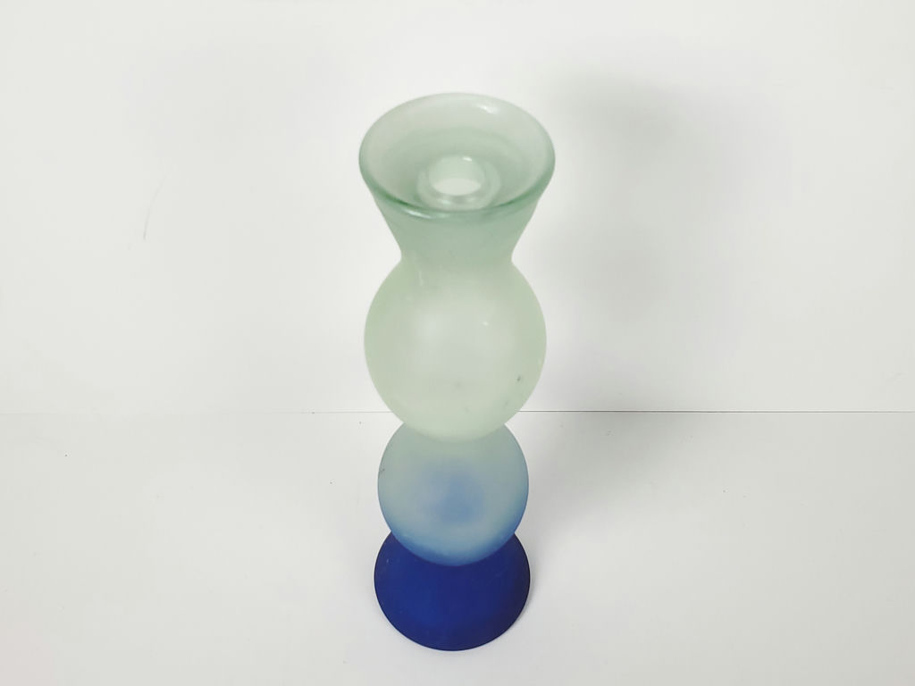 Vintage Spanish Frosted Triple Bulb Art Glass Vase - image 2 of 9