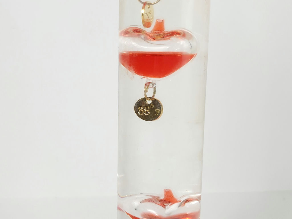 Vintage Glass Galileo Kiss Thermometer 5 Red Floating Hearts Weather Station - image 5 of 7