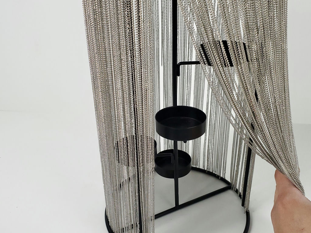 Modern Industrial Black Metal Chain Shimmer Curtain Multi Tealight Candle Holder - image 6 of 9