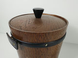 Vintage KMC Japan Solid Wood Barrel Ice Bucket with Leather Accents - thumbnail 9 of 10