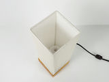 Minimalist Ribbed White Cord Cylinder Table Lamp Wood Base - thumbnail 7 of 9