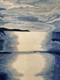 Modern Abstract Ocean Landscape Scene 100% Wool Area Rug - thumbnail 2 of 12