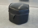Vintage Mid-Century Hexagonal Black Vinyl Ottoman Footstool - thumbnail 3 of 9