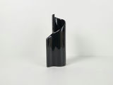 Modernist Black Ceramic Folded Wave Sculptural Ikebana Bud Vase - thumbnail 1 of 9