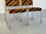Pair of Vintage Mid-Century Striped Chrome Dining Chairs - thumbnail 6 of 10