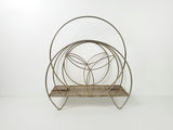 Vintage Mid-Century Modern Brass Wire Hoop Record Magazine Rack - thumbnail 3 of 10