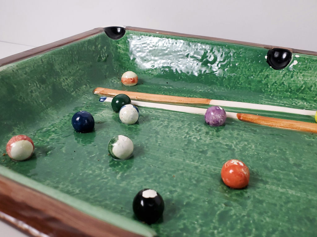 Vintage Cardinal Inc Handpainted Ceramic Pool Table Chip and Dip Set - image 5 of 13