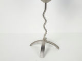 Vintage Blue Frosted Glass Tulip Candlestick with Wavy Pewter Stem - thumbnail 4 of 7