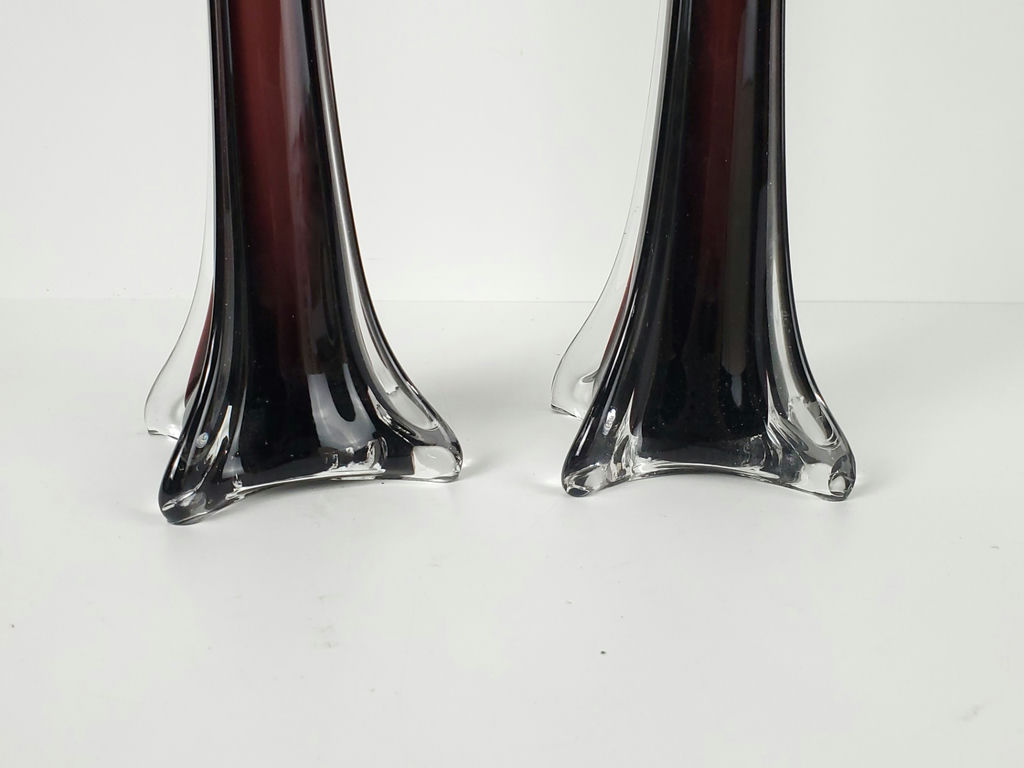 Vintage Amethyst Eiffel Tower Glass Vases - Pair - image 4 of 10