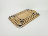 Vintage Mid-Century Wooden Nesting Serving Trays with Chrome Edges - 5 Piece Set - thumbnail 2 of 12