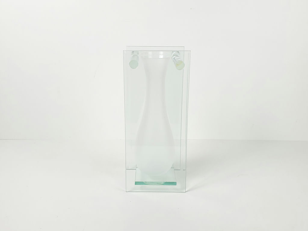 Vintage Leonardo Lifestyle Art Deco Frosted Suspended Clear Glass Panel Vase - image 8 of 9