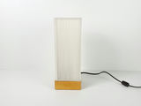 Minimalist Ribbed White Cord Cylinder Table Lamp Wood Base - thumbnail 2 of 9