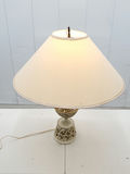 Vintage Hollywood Regency Filigree Off White Metal Table Lamp - thumbnail 2 of 11