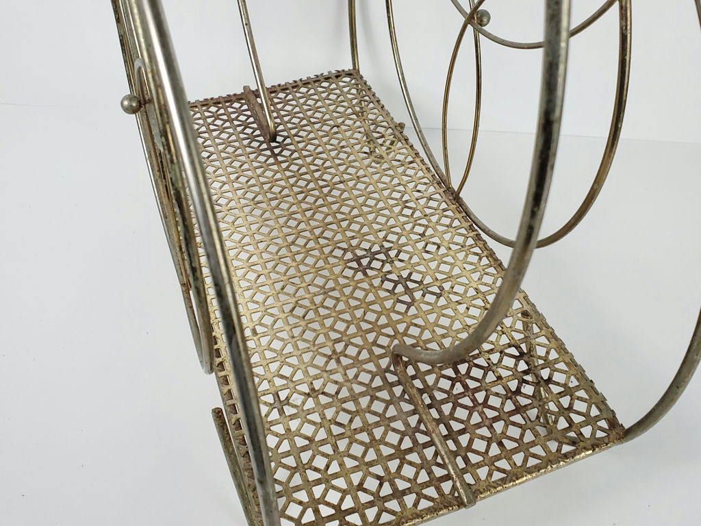 Vintage Mid-Century Modern Brass Wire Hoop Record Magazine Rack - image 5 of 10