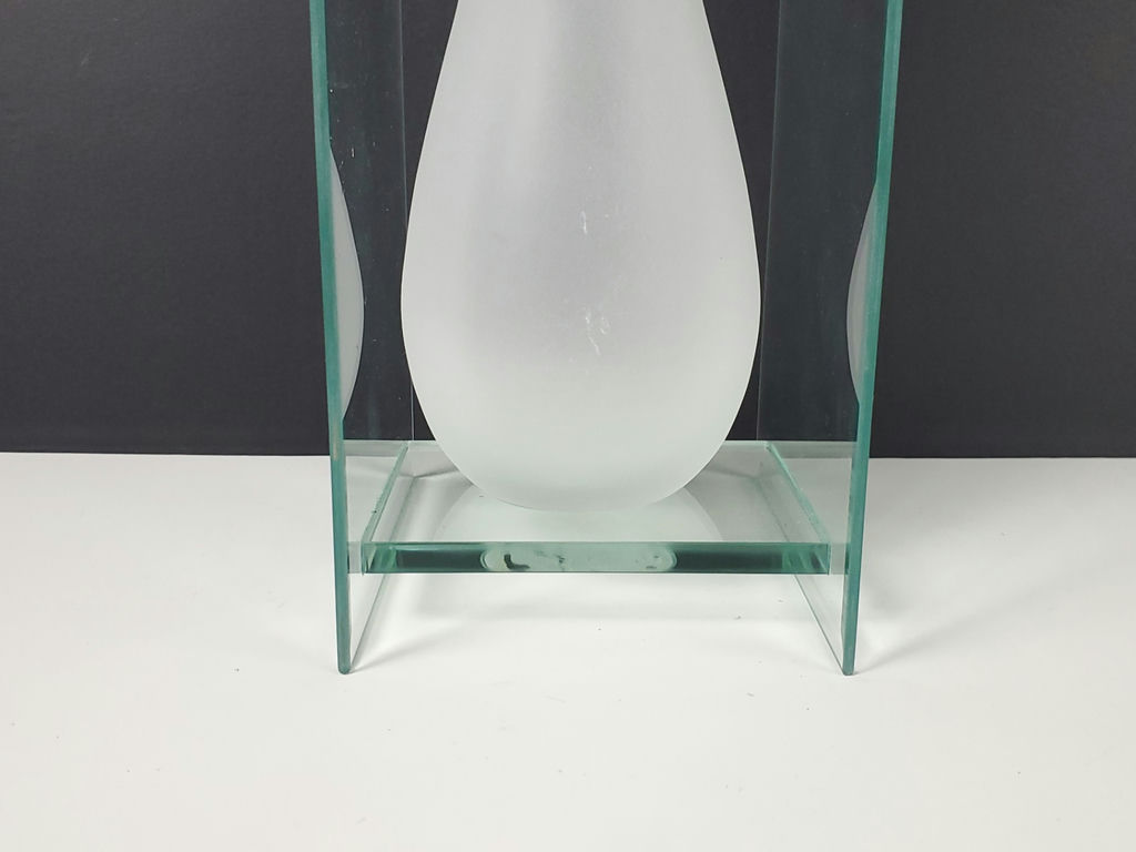 Vintage Leonardo Lifestyle Art Deco Frosted Suspended Clear Glass Panel Vase - image 3 of 9