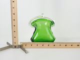 Vintage Murano Style Green Hand Blown Glass Handbag Purse Vase Clear Handles - thumbnail 7 of 7