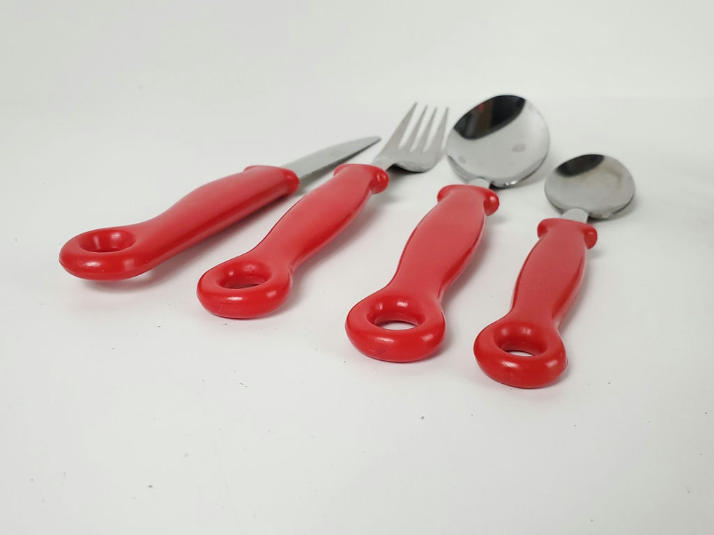 Vintage Retro 24-Piece Red Plastic Handle Flatware Set with Carousel Stand - image 3 of 7