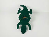 Modernist Green Metal Lizard Figural Wall Clock Abstract Gecko Decor - thumbnail 1 of 7
