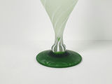 Vintage Murano Style Green Spiraling Mezza Filigrana Frosted Glass Trumpet Vase - thumbnail 5 of 9