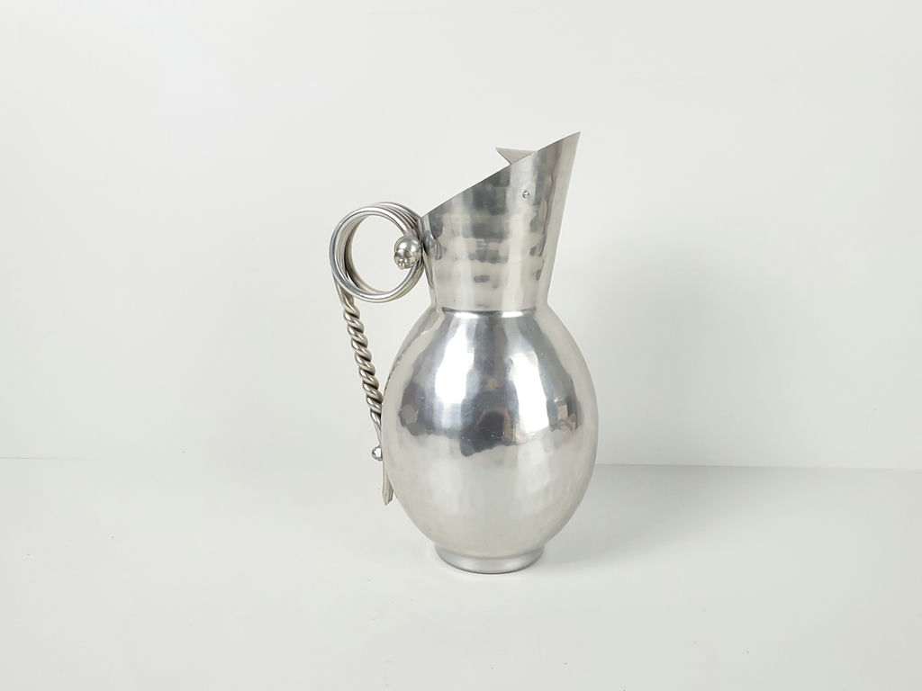 Vintage Buenilum Hammered Aluminum Water Pitcher Jug - image 4 of 10