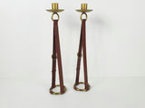 Vintage Brass Belt Buckle Candlestick Holders Equestrian Stirrup Style Pair - thumbnail 5 of 8