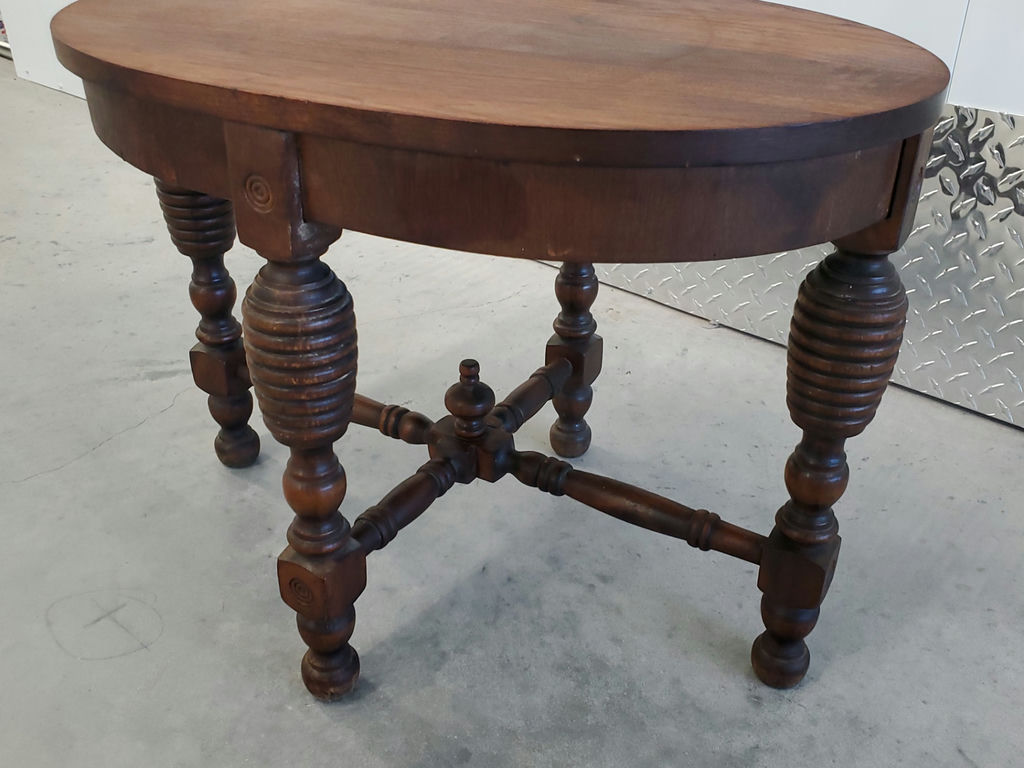 Vintage Antique Style Wooden Oval Side Table with Spindle Legs - image 10 of 13
