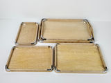 Vintage Mid-Century Wooden Nesting Serving Trays with Chrome Edges - 5 Piece Set - thumbnail 3 of 12