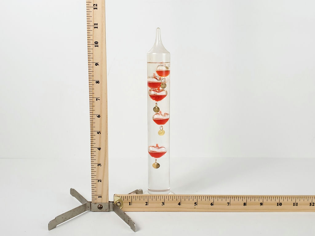 Vintage Glass Galileo Kiss Thermometer 5 Red Floating Hearts Weather Station - image 7 of 7