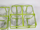 Vintage Mid-Century Lime Green Wire Metal Drinking Glass Carrier Caddy Set - Pair - thumbnail 5 of 9