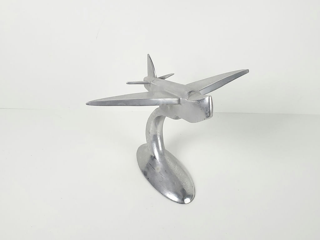 Vintage Art Deco Cast Aluminum Clipper Airplane Desktop Model Sculpture - image 3 of 10