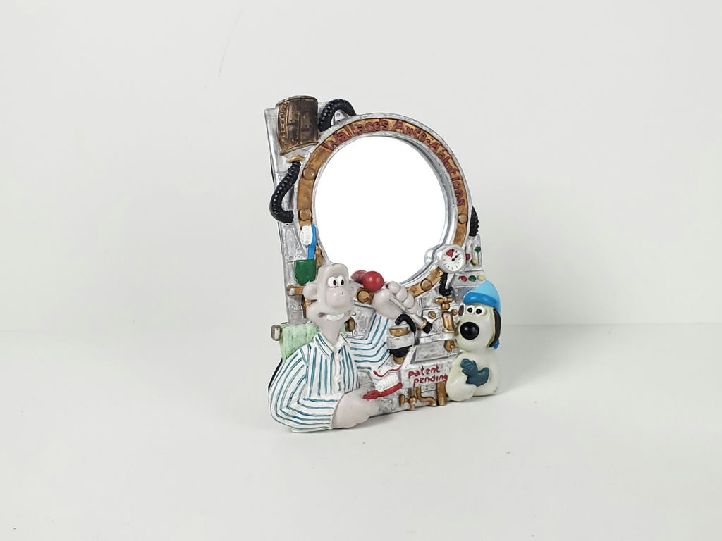 Vintage 1989 Wallace & Gromit Auto Ablutions Ceramic Shaving Mirror - image 1 of 8